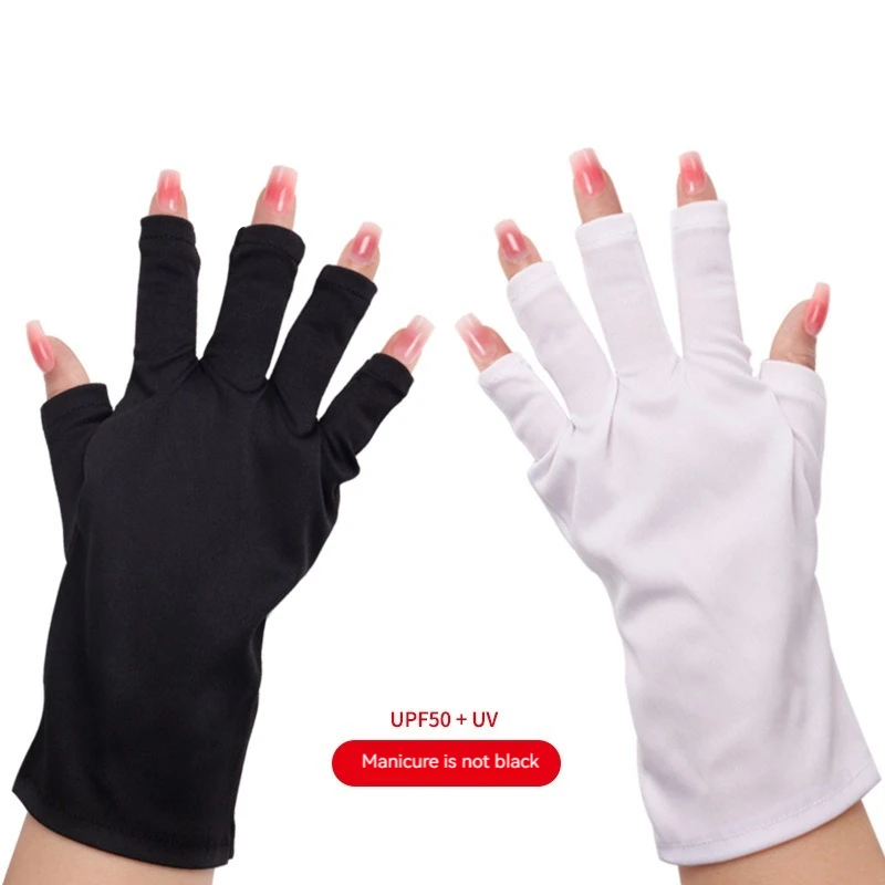 Nail Tools Anti-ultraviolet Uv Gloves Sun Black Half Exposed Fingertips Phototherapy Gloves Short Section