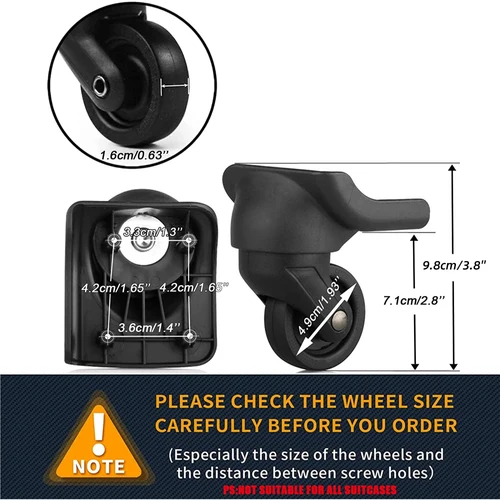 Imagen 2 del producto GUGULUZA, 1 par de ruedas de repuesto para equipaje, reparación de maletas, piezas de bolsa, ruedas giratorias para Estuche De Viaje, caja de aduanas ST0044