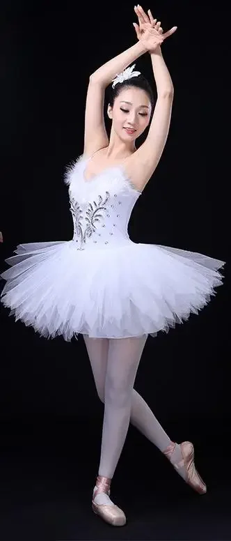Adult White Professional Ballet Tutu Women Ballet Dance Competition Costume Figure Skating Dress Swan Lake Ballet Dress Girls