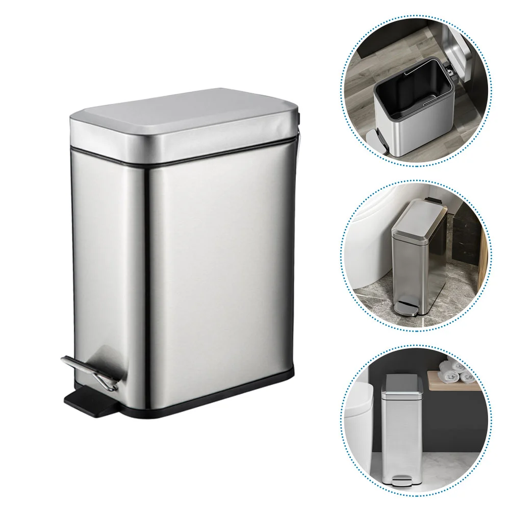 Stainless Steel Trash Can 50-litre Kitchen Bin Versatile Garbage Dust Pedal Household Office