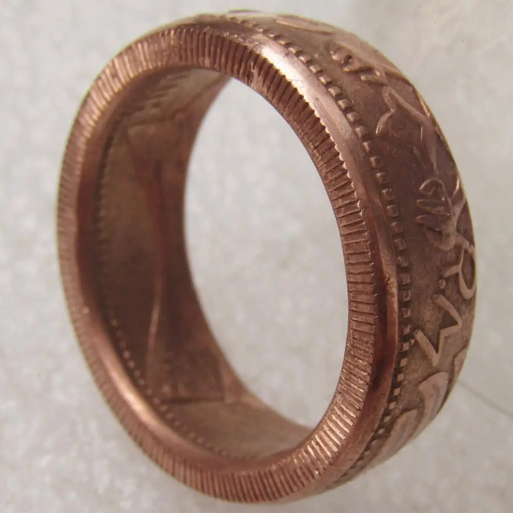 Germany Coin Ring 100% Copper Handmade In Sizes 8-16