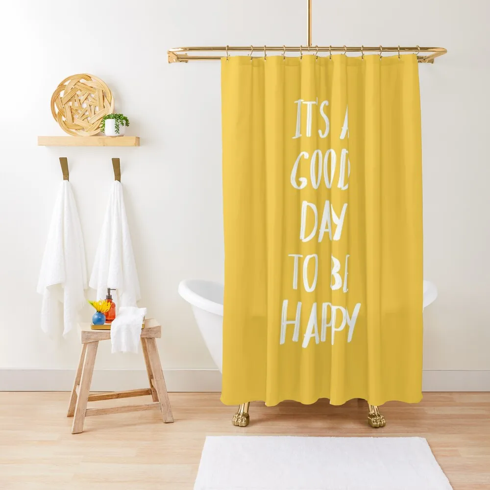 

It's a Good Day to Be Happy in Yellow Shower Curtain Shower Waterproof Anti-Mold Waterproof Shower Curtain