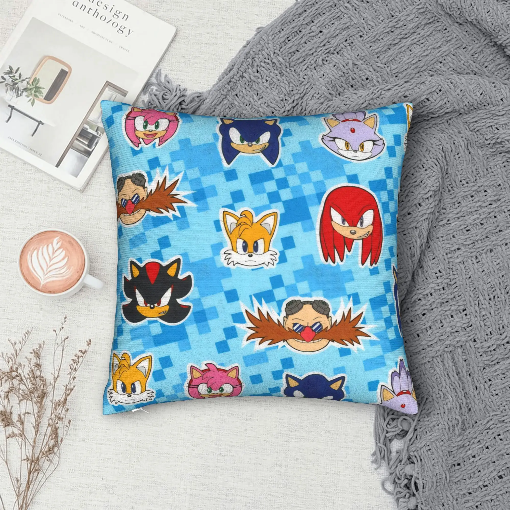Soniced Games Square Pillow Cases Cartoon  Cushion Covers Fashion Zippered Decor Pillowcase for Home 18" - view 5