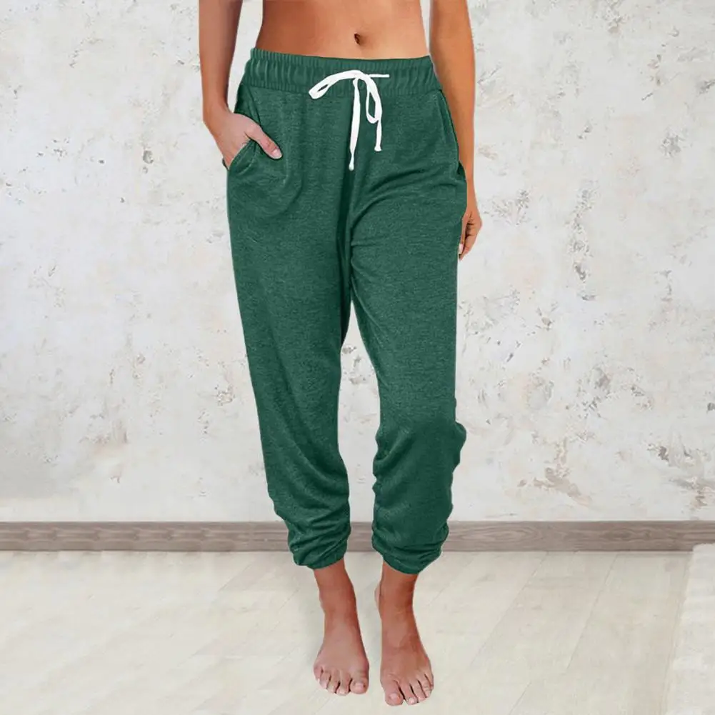 

Casual Pants Elastic Waist Trousers Stylish Women's Loose Fit Sweatpants with Side Pockets Drawstring Waist for Gym for Active