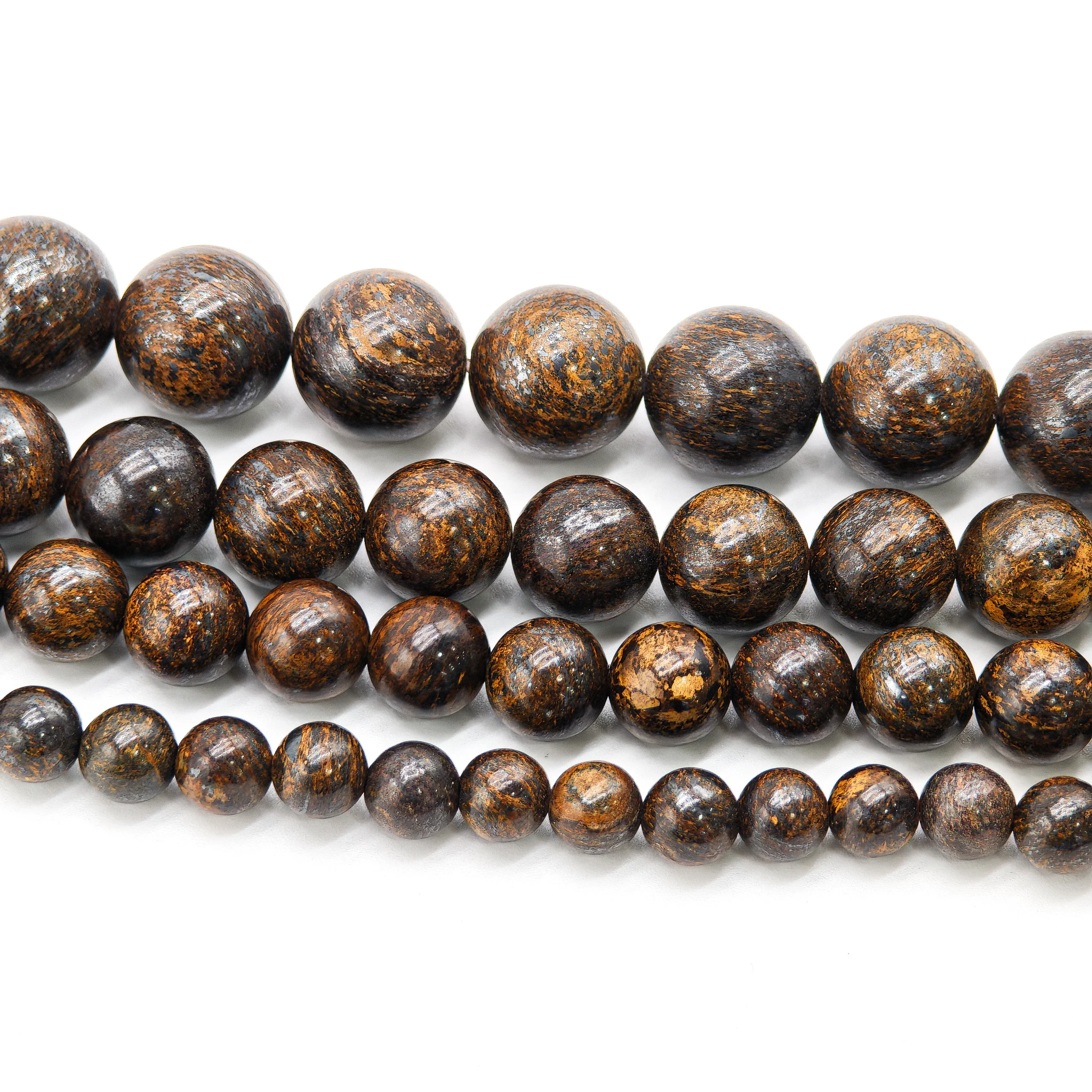 트렌드 프리미엄 천연 청동 회색 스톤 비즈, DIY 쥬얼리 제작을 위한 4-10mm 라운드 루즈 스톤 비즈. 공예 애호가를 위한 선물