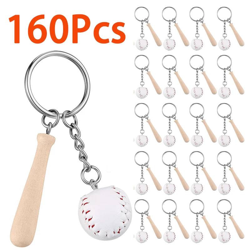 160Pcs Baseball Keychain Take Me Out To The Ballgame Charms Keyring Handbag Birthday Gift Jewelry