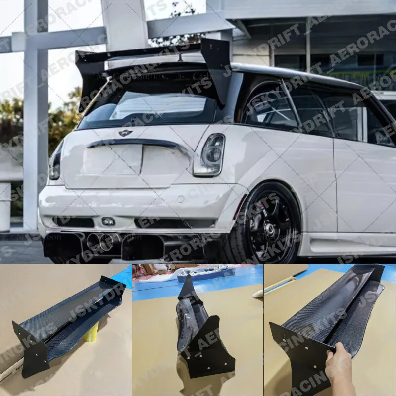 

Для Mini Cooper S R53 задний спойлер на крышу, крыло с алюминиевой торцевой крышкойmum из углеродного волокна