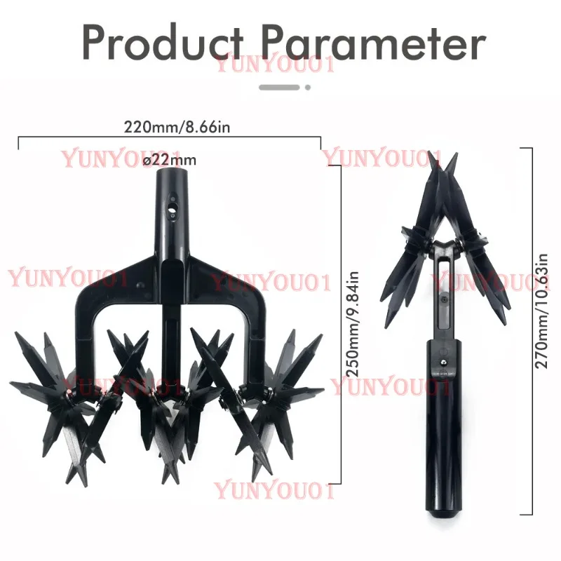 Garden Aerator Garden Soil Scarifier Wear Resistant 2 in 1 Ventilated Scarifier Rotary Tiller for Garden Rotary Cultivator Tool
