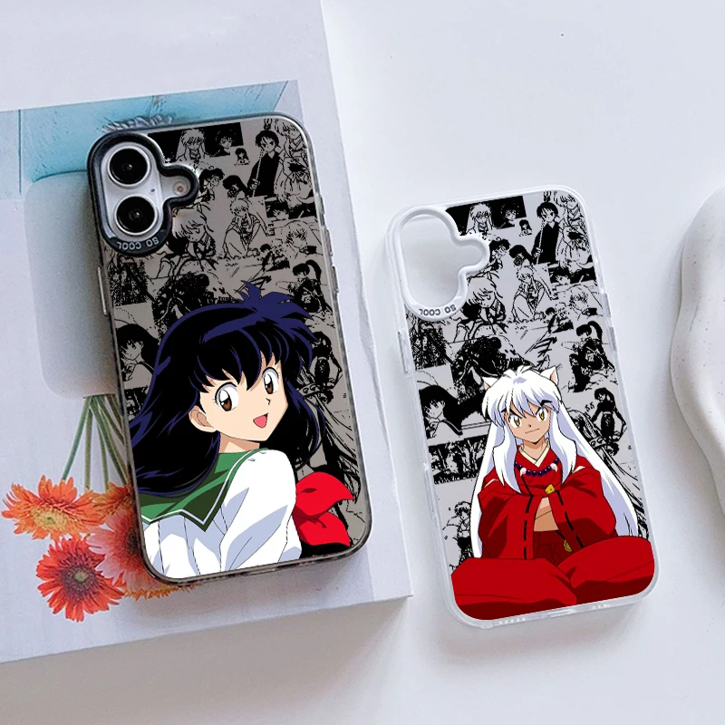 Inuyasha Anime Cartoon For Apple iPhone 16 15 14 13 12 11 XR XS X Pro Max Plus Colorful Silver Phone Case Soft Cover Back