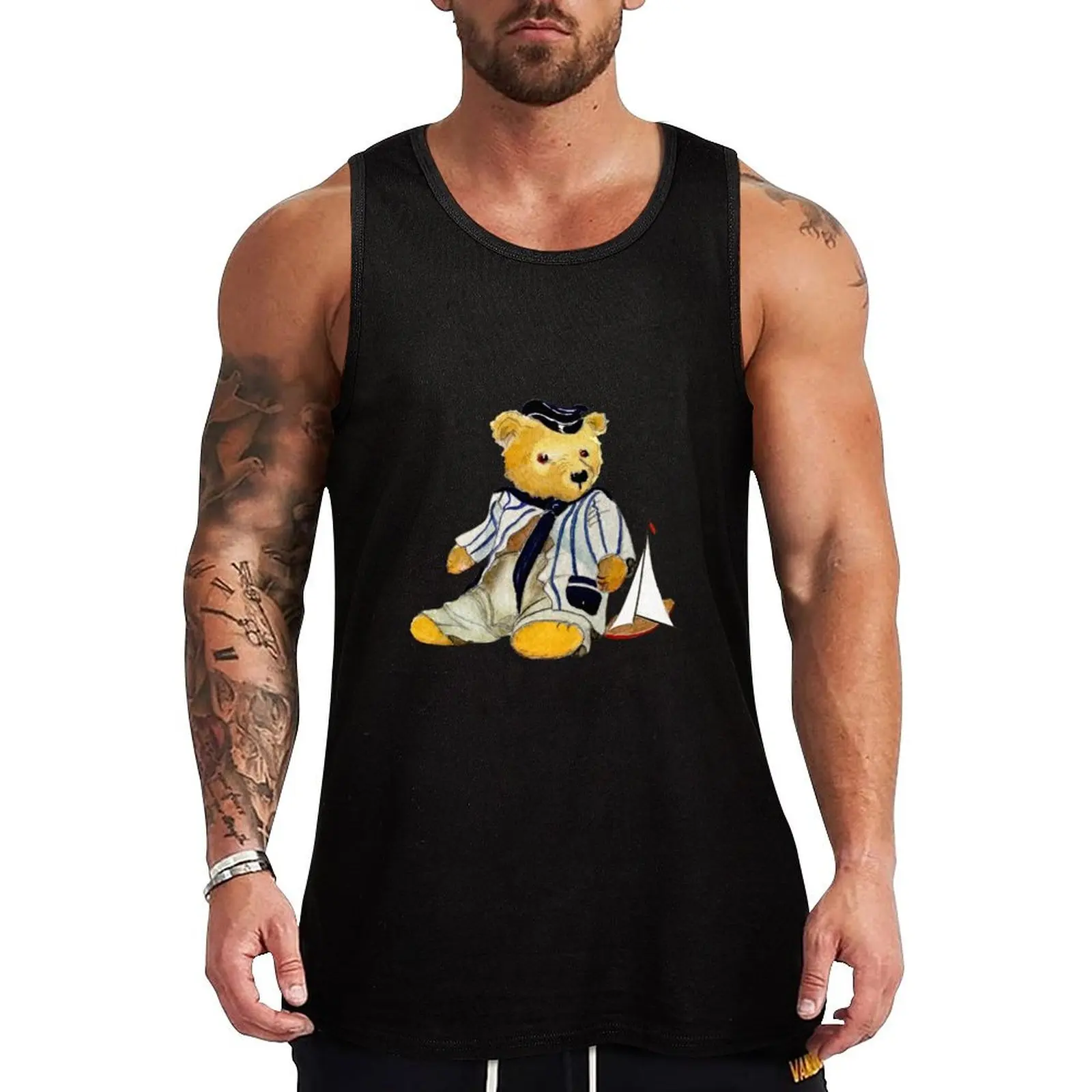 

sailor bear Tank Top Sleeveless T-shirt T-shirt male Male vest gym men