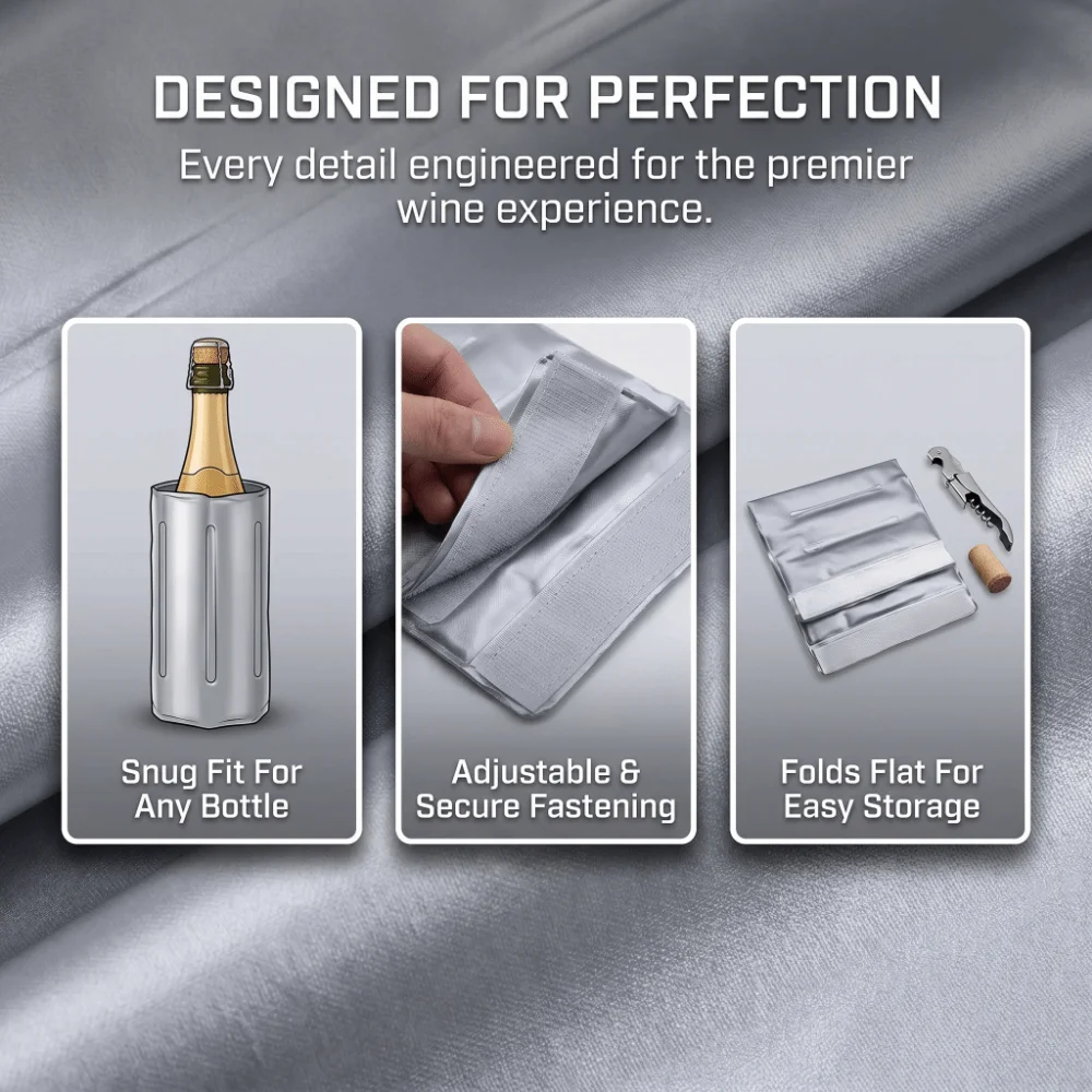 Beverage Bag Reusable Wine Cooler Bag Quick-cooling Thermal Insulated Wine Chiller Sleeve Portable Gray Bottle Cooler Camping - view 2