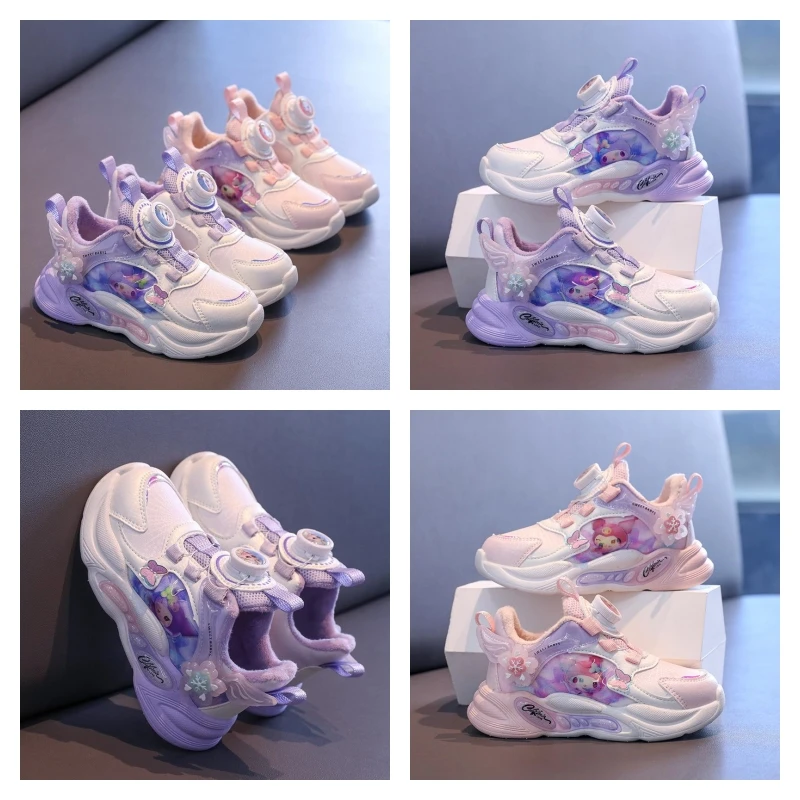 

Hot Sanrio Girl Kuromi Clunky Sneaker Student Keep Warm Thicken Motion Children Cartoon Wear Resistant Casual Shoes New Style