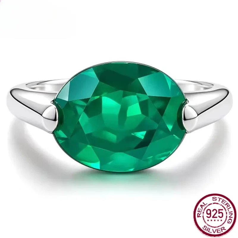 Yaranyan 925 Sterling Silver Oval Cut 9*11 MM Ruby Emerald Paraiba Tourmaline Gems Engagement Ring for Women Fine Jewelry Gifts