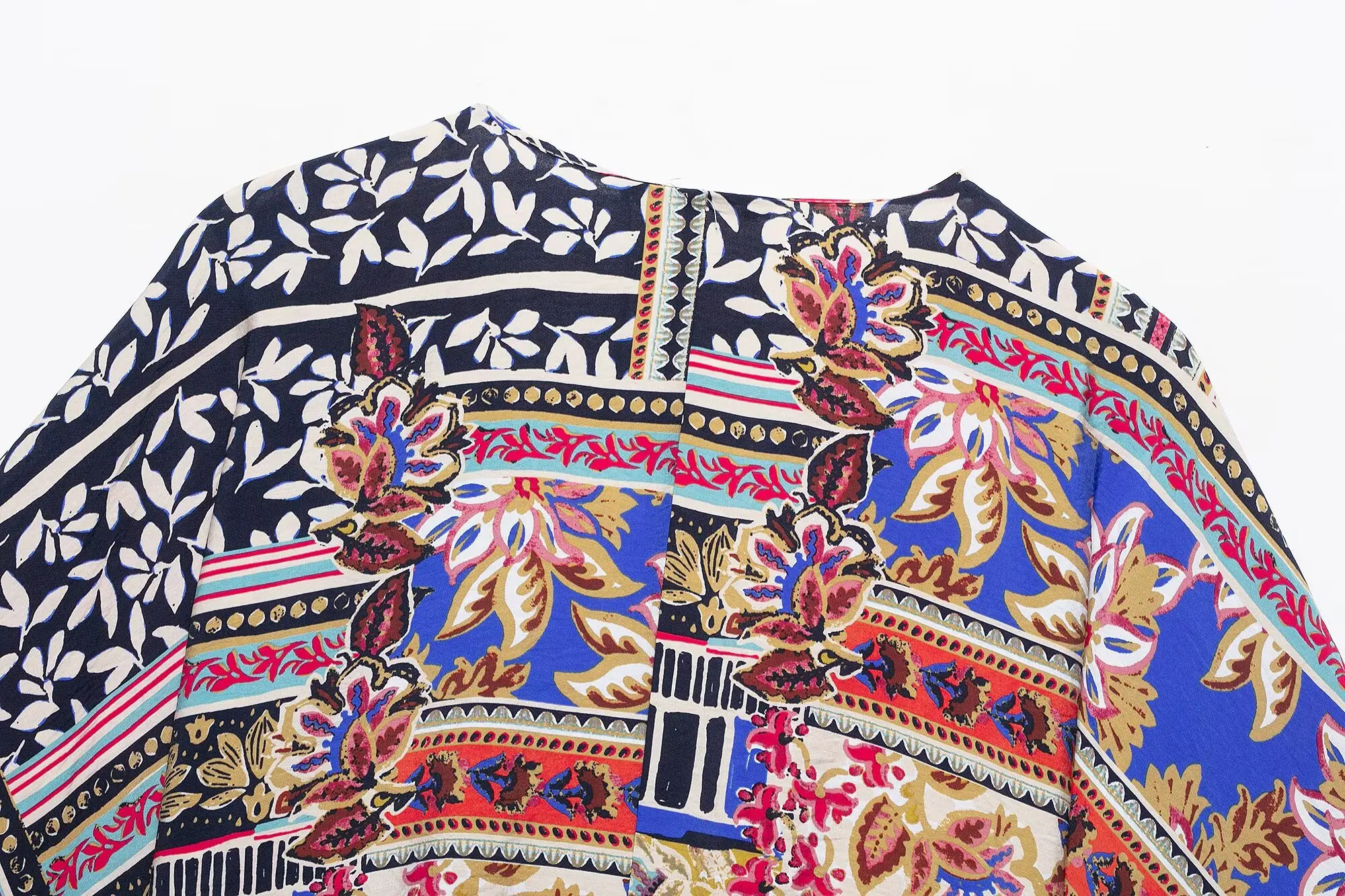 بلوزة كيمونو قصيرة مطبوعة من القماش على شكل حرف V للسيدات من Zevity بأكمام تشبه جناح الخفّاش قميص أنيق بلوزات LS9008 #6