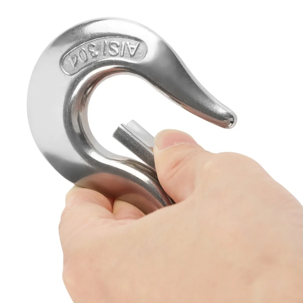 304 الفولاذ المقاوم للصدأ Clevis خطاف الانزلاق النوع الأمريكي الفك والعين قطب خطاف رفع مزلاج السلامة 650 كجم تحميل العمل