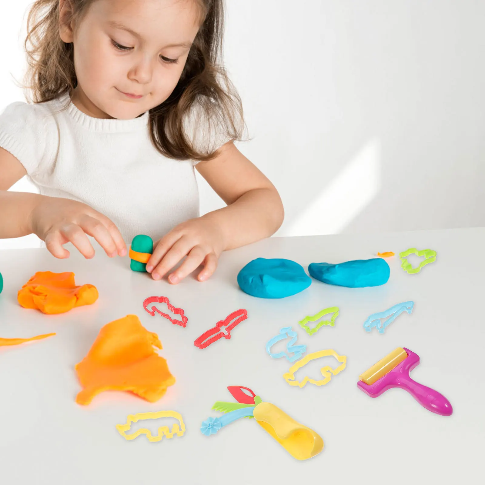 Conjunto de moldes de plasticina para crianças, 20 peças, criativo, desenho animado, ferramentas de cozimento, argila diy para crianças, diversão, aprendizagem, atividade, artesanato