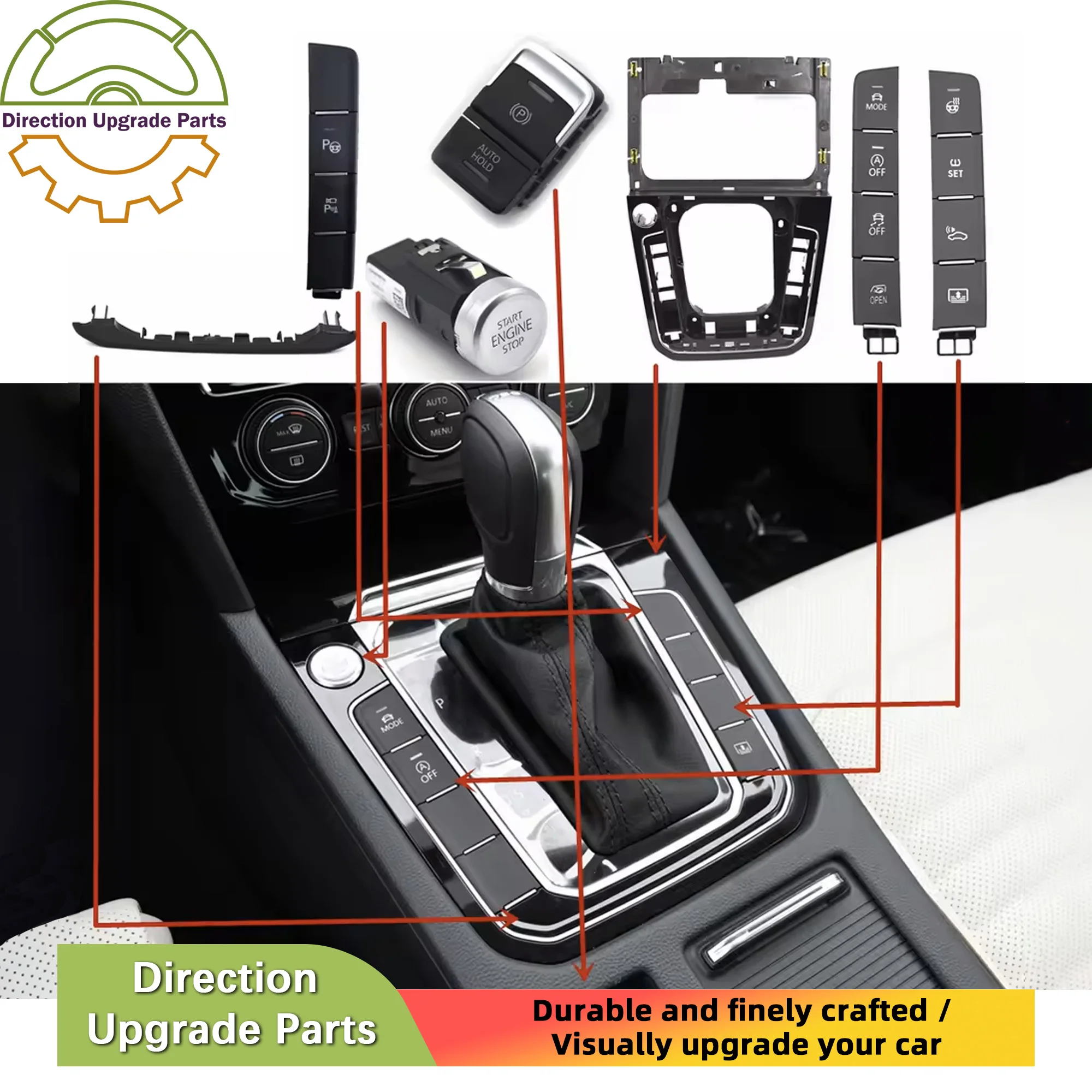 

For Passat B8 Shift Knob Trim Multifunction Switch Button 3GD 927 238 C 3GD 927 137A 3GD927238J 3GD959839 3GD 927 225