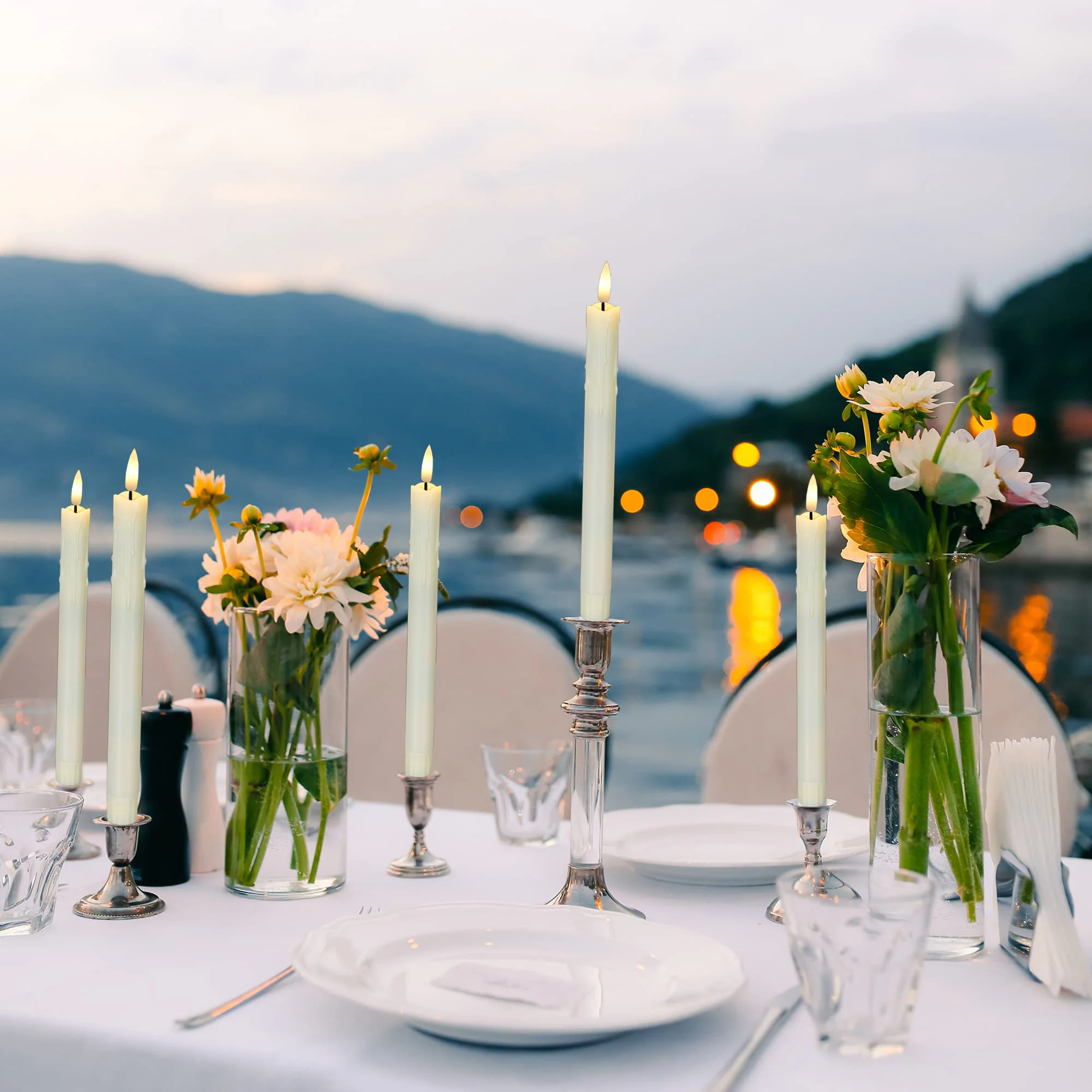 Fausse bougie LED scintillante sans flamme, cône LED ci-après, décoration artificielle, mariage, Halloween à la maison, ci-après, univers