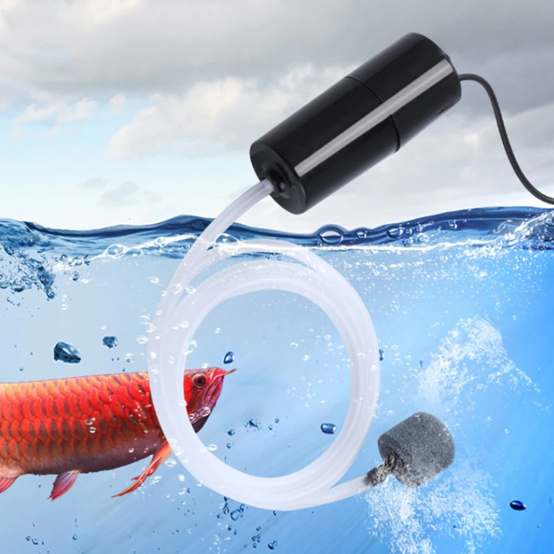 

USB Aquarium Air Pump With Air Stone And Silicone Tube Energy Saving Oxygen Pump For Aquarium Fishing