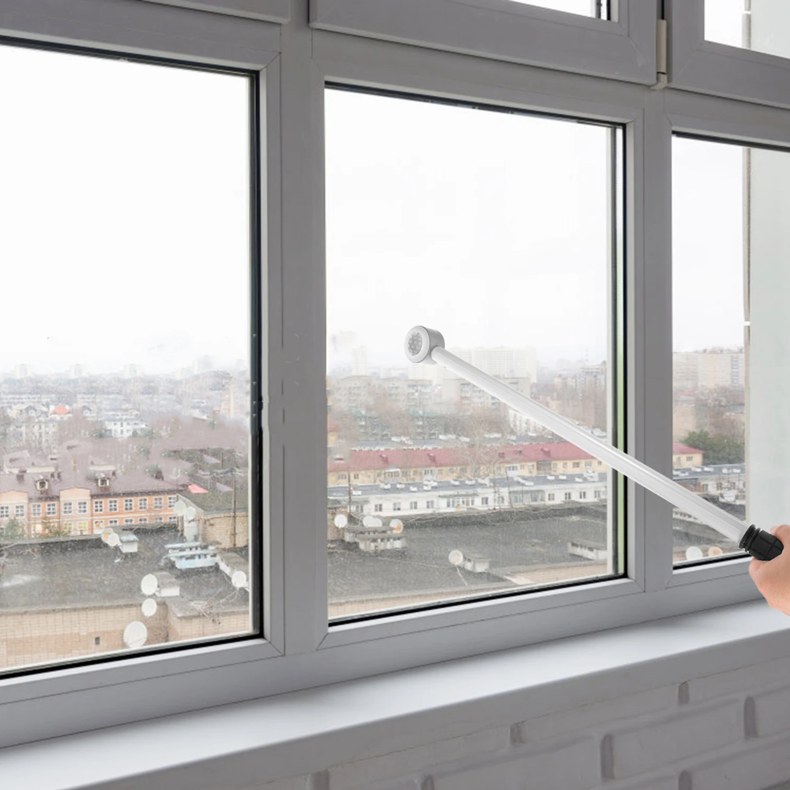 

Telescopic O-Shaped Window Push Pull Rod Ergonomic Handle Cordless Blind Opener Long Curtain Rod for Kitchen Skylights