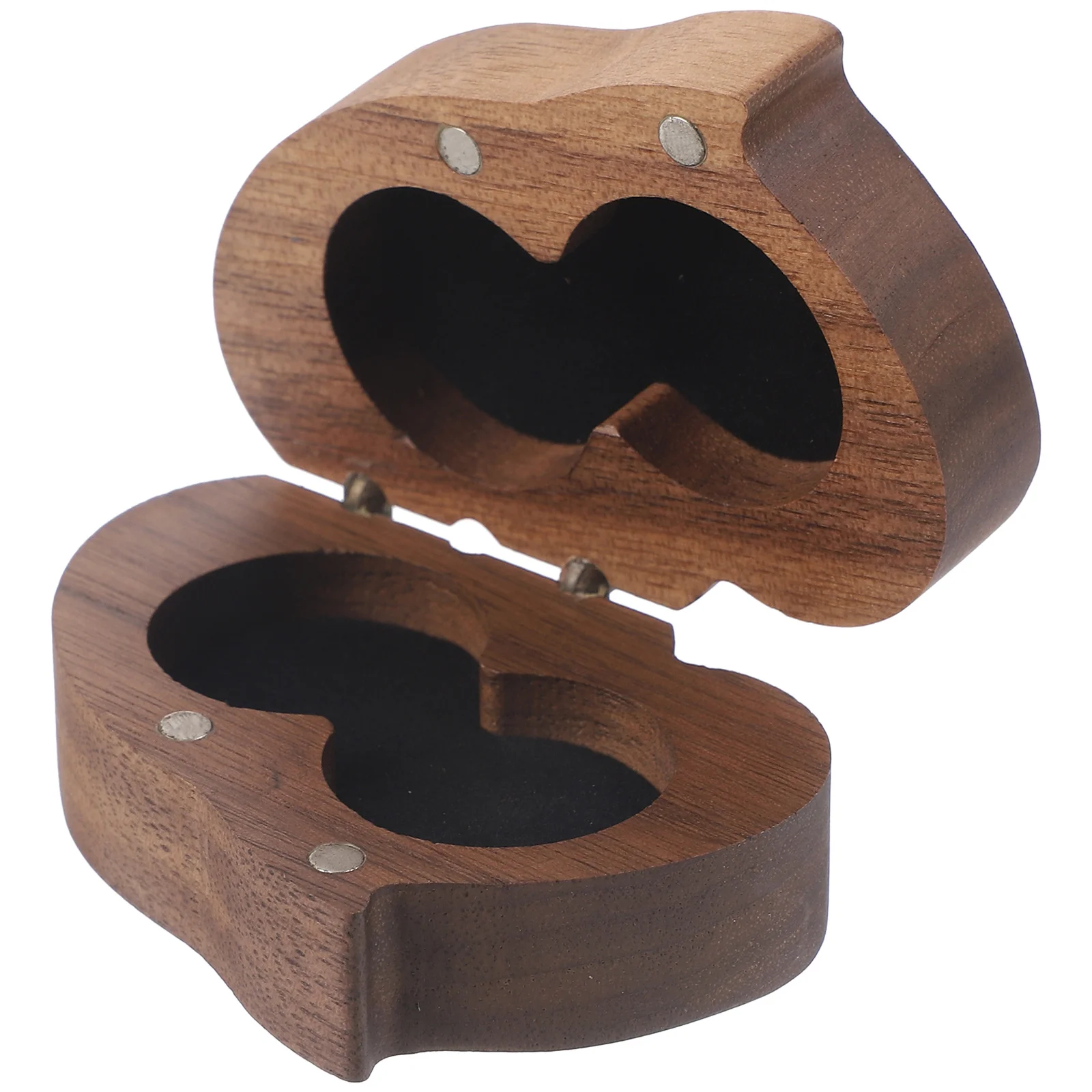 

Heart Shaped Jewelry Box Black Walnut Rings Case Gift Boxes for Wedding Wooden Rings Case Proposal Storage Display Tools