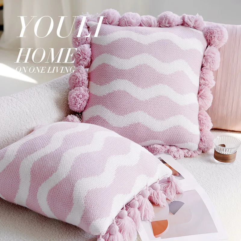45x45CM Pink Cute Rabbit Throw Pillow Cover Cream Simple Stamping Waist Cushion Cover Decor Home Decorative Pillowcase