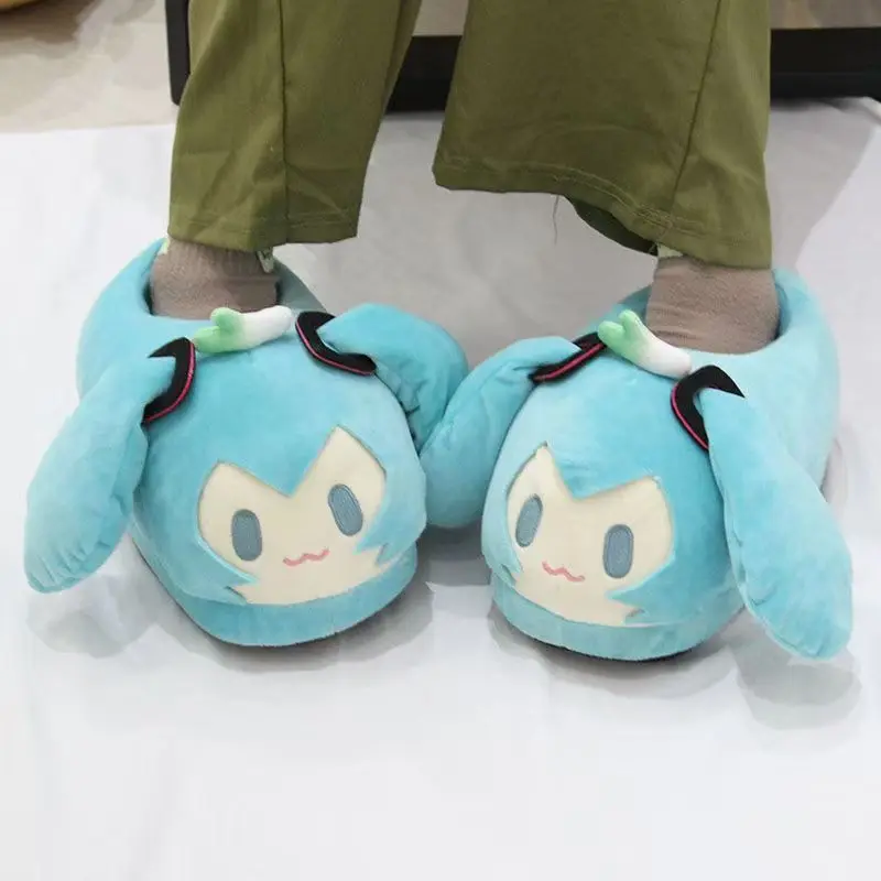 Y2K Anime Kawaii Hatsune Miku Cartoon Slippers Peripheral Home Floor Shoes for Girls Warm Cotton Shoes Slippers Girl's Gifts
