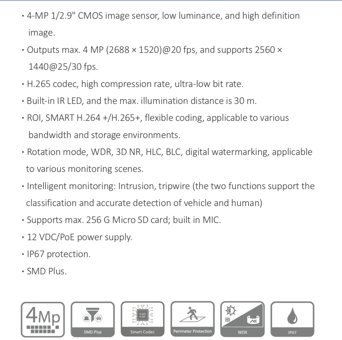 Dahua HDW2441T-S HDW2841T-S 4MP 8MP Outdoor IP Camera Starlight Night Vision Security CCTV Human Detection PoE Mic SMD view 2