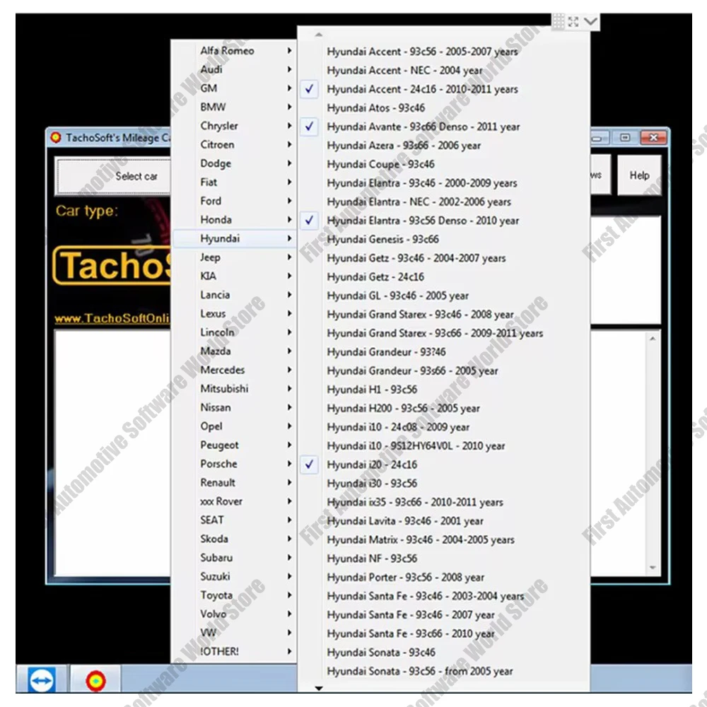 Hot Sell Newest Tachosoft Mileage Calculator V23.1 for accesorios para auto tools Support Many Car Brand