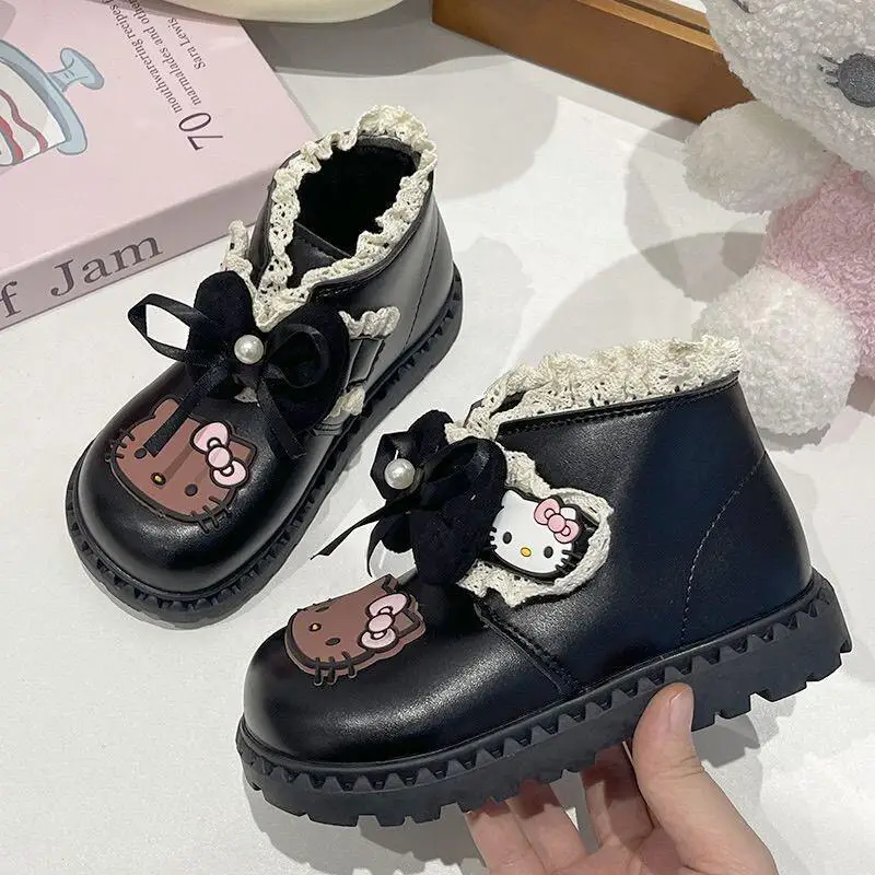 

Детская спортивная обувь среднего размера с мягкой подошвой и носком Sanrio Hello Kitty KT Cat, повседневные зимние ботинки для девочек, парфюми для младенцев