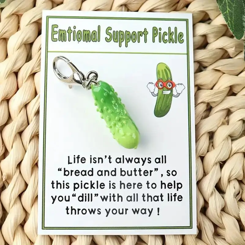 lucky pickle keychain Decorative Bag Charm Cucumber Positive Purse Charm Emotional Support Keychain Pendant for Bag Car Key