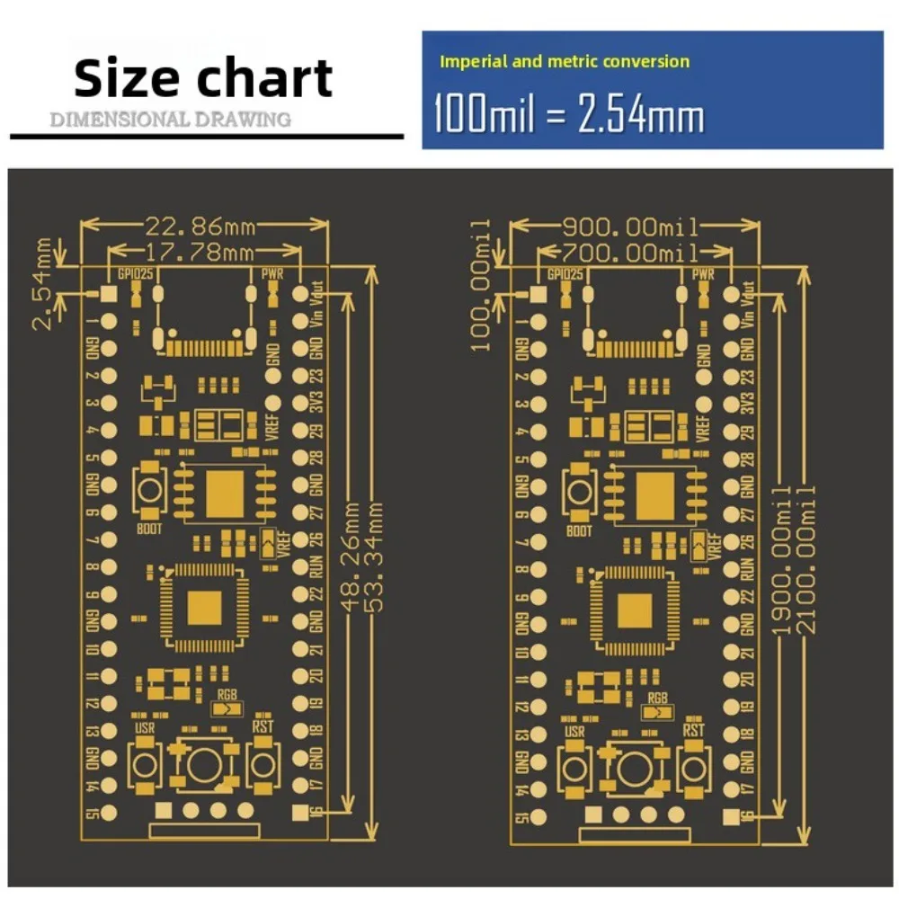 YD-RP2040 Raspberry Pi Core Board, Compatible with RP2 Raspberry Pi Pico & Micropython