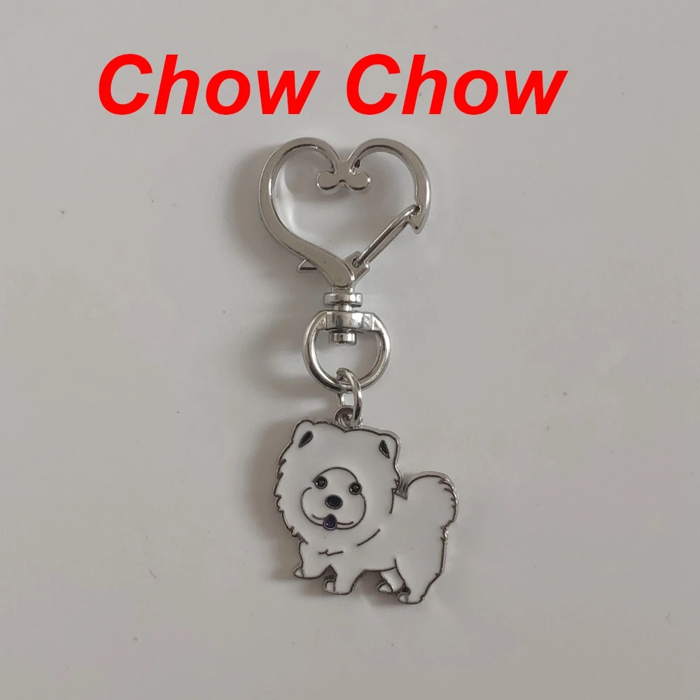 Boxer Shih Tzu Dog Keychain Animal French Bulldog Chow Chow Rotatable Key Ring Pet Lover Gift