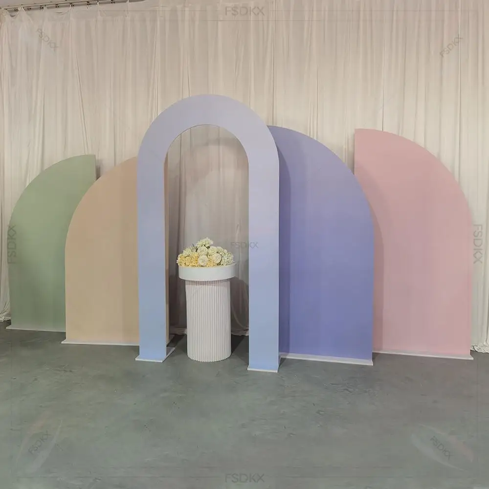 Factory Wedding Arch White and Pink Flower Panel Arches 5 Pieces Stand Backdrop