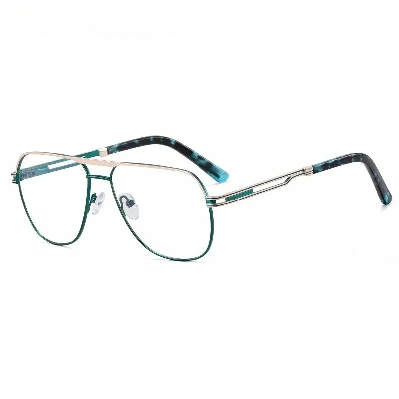 メンズレトロブルーライトカット老眼鏡　おしゃれな老眼用メタルダブルブリッジ眼鏡　度あり