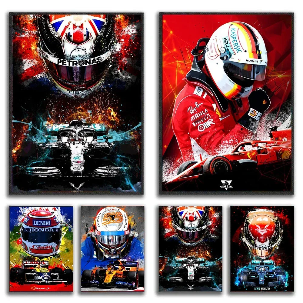 F Racing Car Formula  Racer Portrait Posters Wall Art Canvas Prints  Modern Home Decor Painting for Living Room