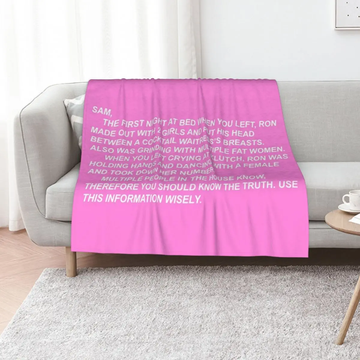 the note (in pink) Throw Blanket decorative Blankets For Bed Custom Sofa Throw Blankets