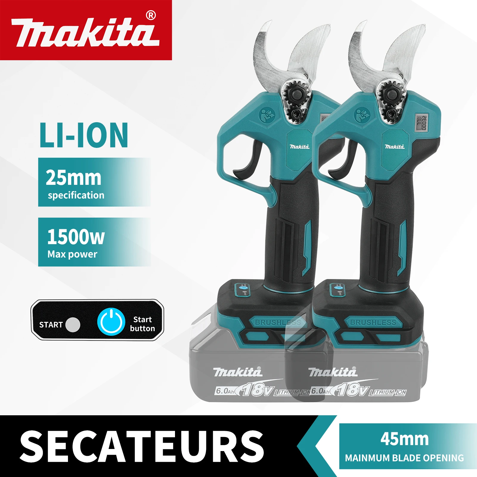 

NEW 2026 Makita 18V Brushless Secateurs, Lightweight Electric Shears for Fast, Accurate Trimming of Trees and Bushes