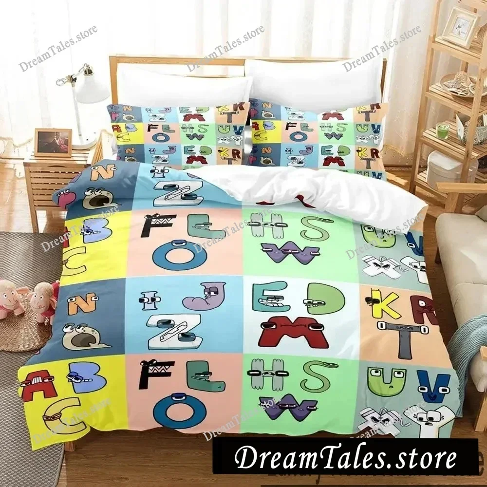 

3D Print Cartoon Alphabet Lore A-Z Bedding Set Boys Girls Twin Queen King Size Duvet Cover Pillowcase Bed Boys Adult741