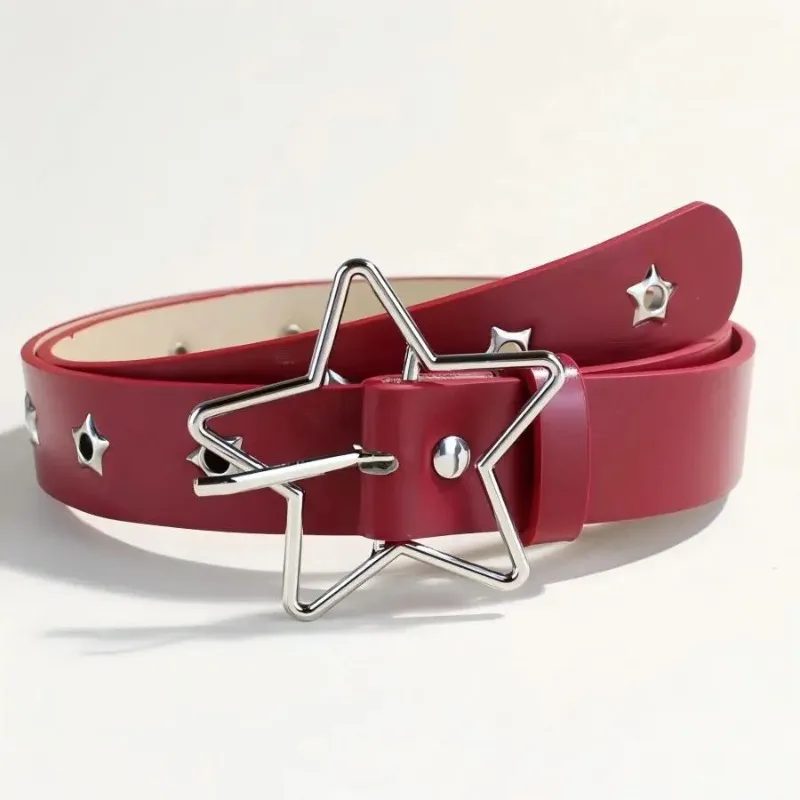 Punk Style Star Buckle Decorative Belt Small Star Shaped Eyes Multifunctional Fashion Accessory Multiple Holes