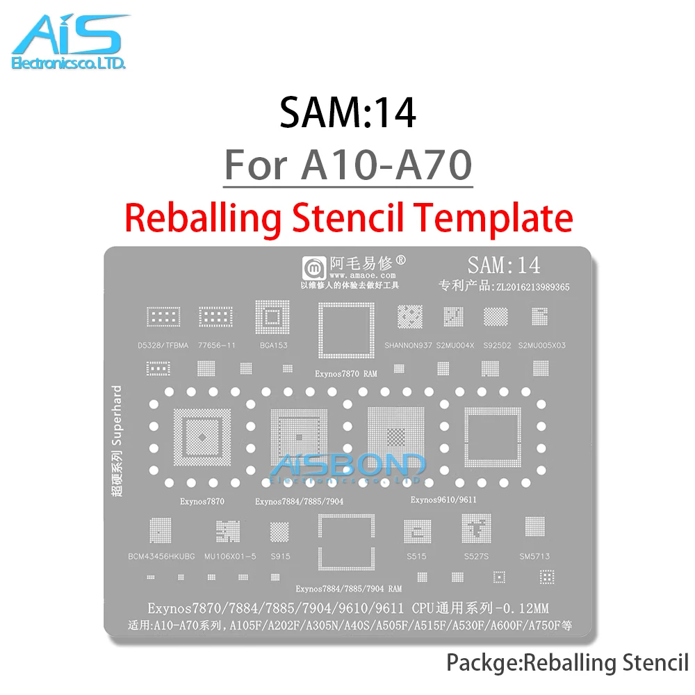 Amaoe BGA Reballing Stencil For Samsung All Galaxy series A full range Exynos Snapdragon CPU Power Charger RF IC Tin Net Repair