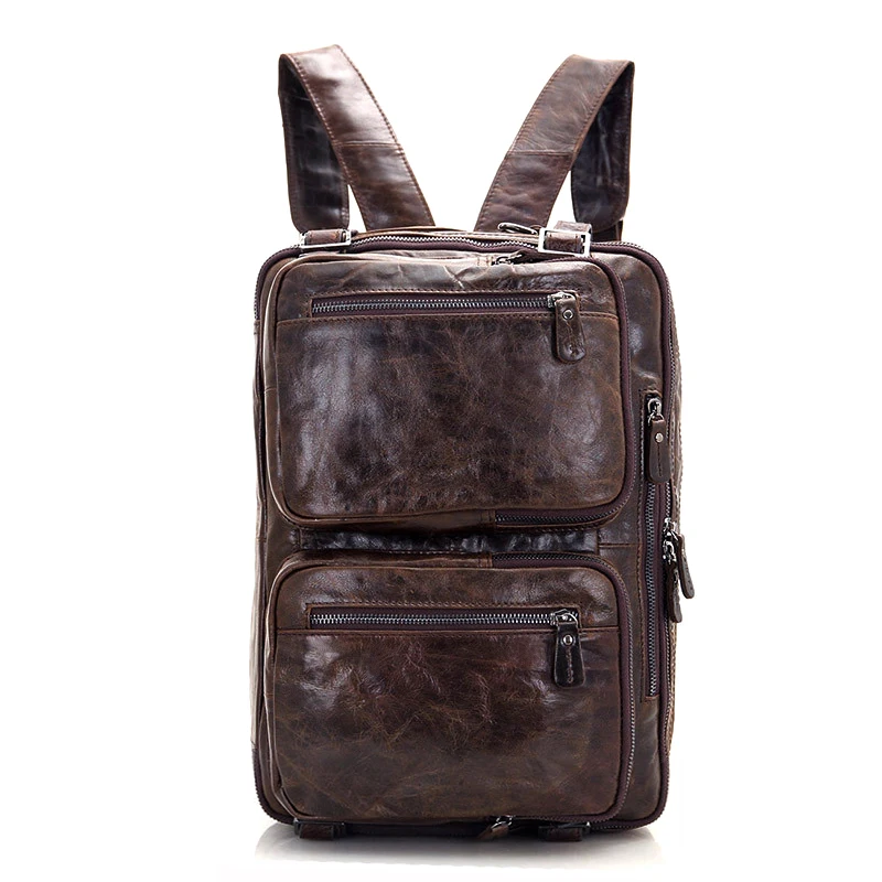 High Class Multi-Function Genuine Leather Backpack Men Travel Backpack School Bag male knapsack Rucksack Hiking Leather Bagpack