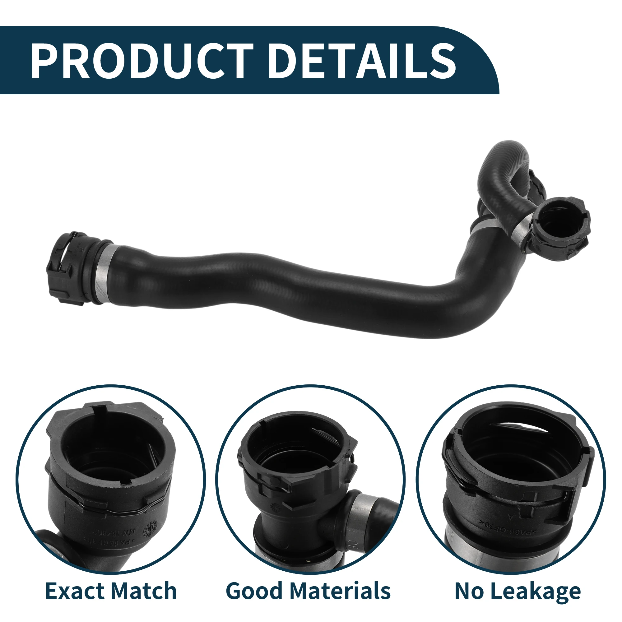 

Motoforti Radiator Hose Heater Hose No.17127519256 for BMW 525i 04-05 Rubber Upper Pipe Black 1 Pc