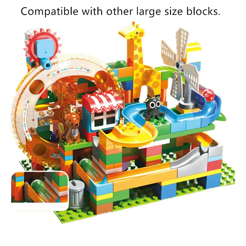 Marble Run Whaterwheel Coaster Circulation Gear Wheel Creative Complementary Parts Compatible with Large Size Building Blocks