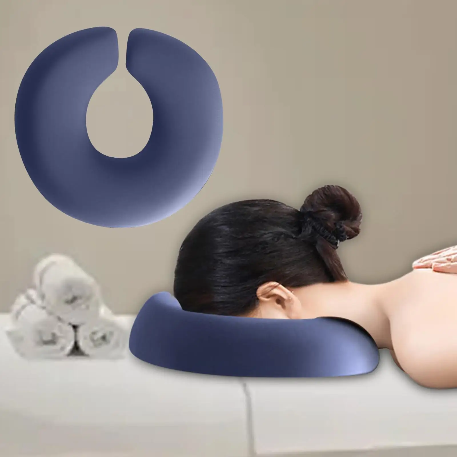 

Face Down Pillow U Shape Neck Cushion Massage Bed Headrest Salon Massage Pillow for Airplane