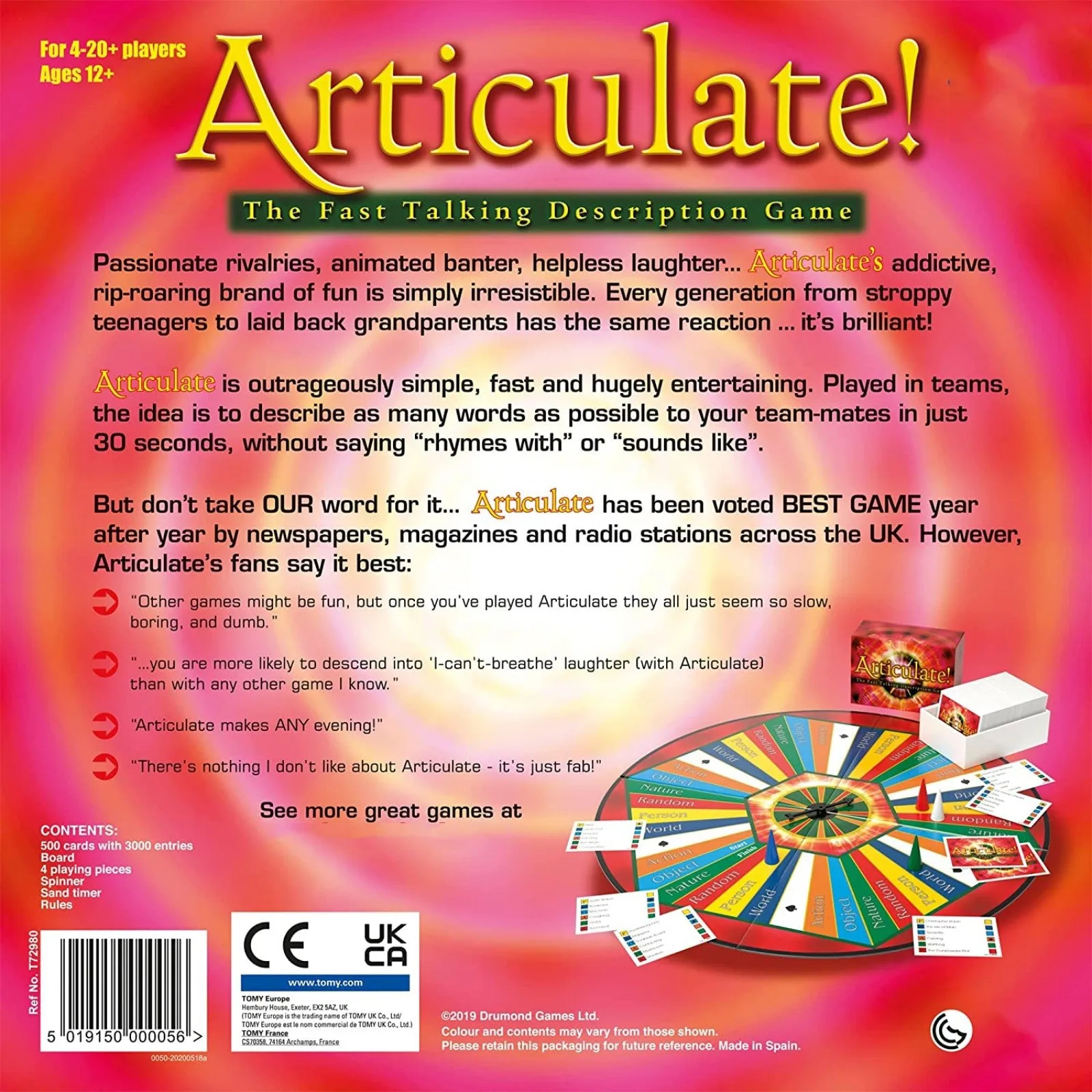 Spinning Wheel English Vocabulary Card Game - 4-20 Players Interactive Party Board Game for Team Building & Family Night