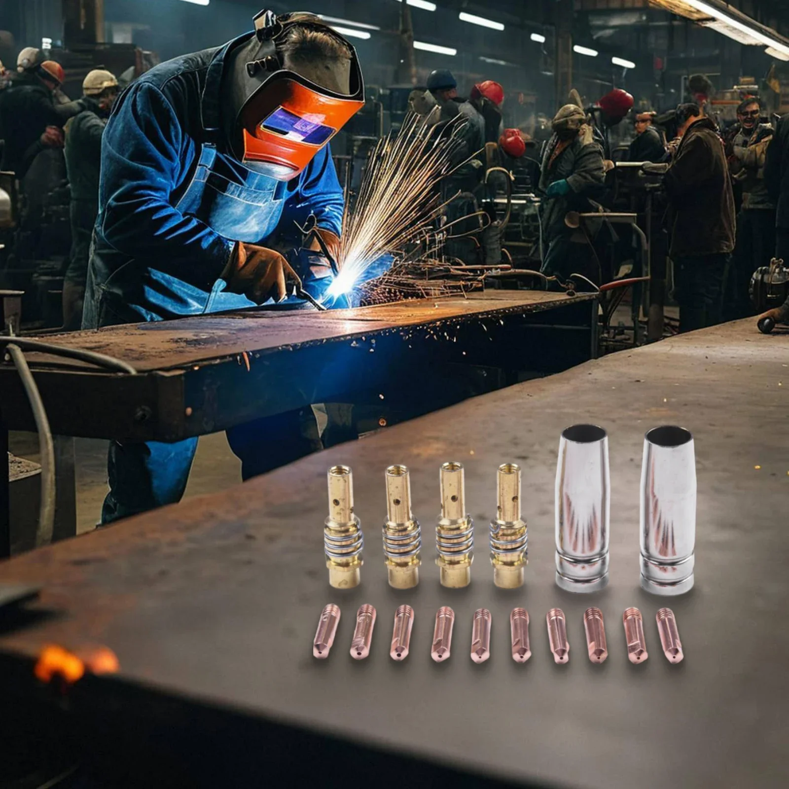 

MB15 15AK Contact Tip MIG Welding MIG Welding Mig Contact Tip Consumables High Reliability Nozzle Holder Protective Nozzle