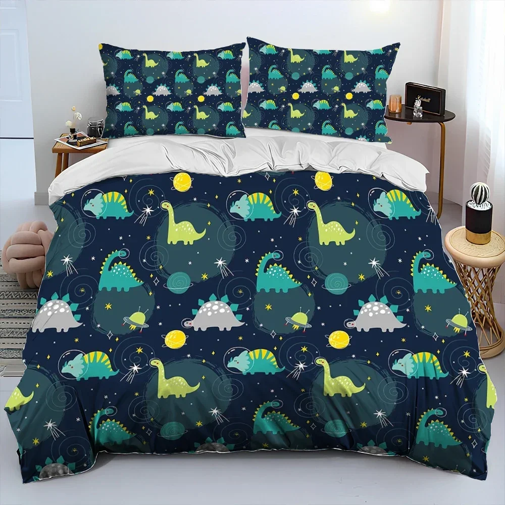 

Cartoon Dinosaur Space Cute Dino Children Gift Comforter Bedding Set,Duvet Cover Bed Set Quilt Cover Pillowcase,king Queen Size