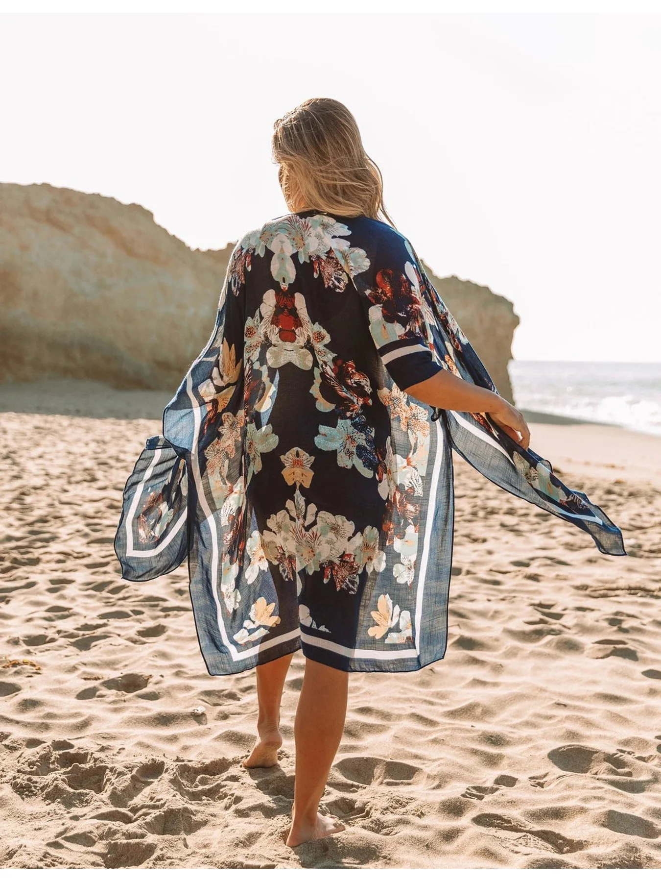 Dw 2025 été imprimé Blouse femme européenne et américaine loisirs moyen et Long ample Tulle Protection solaire vêtements veste