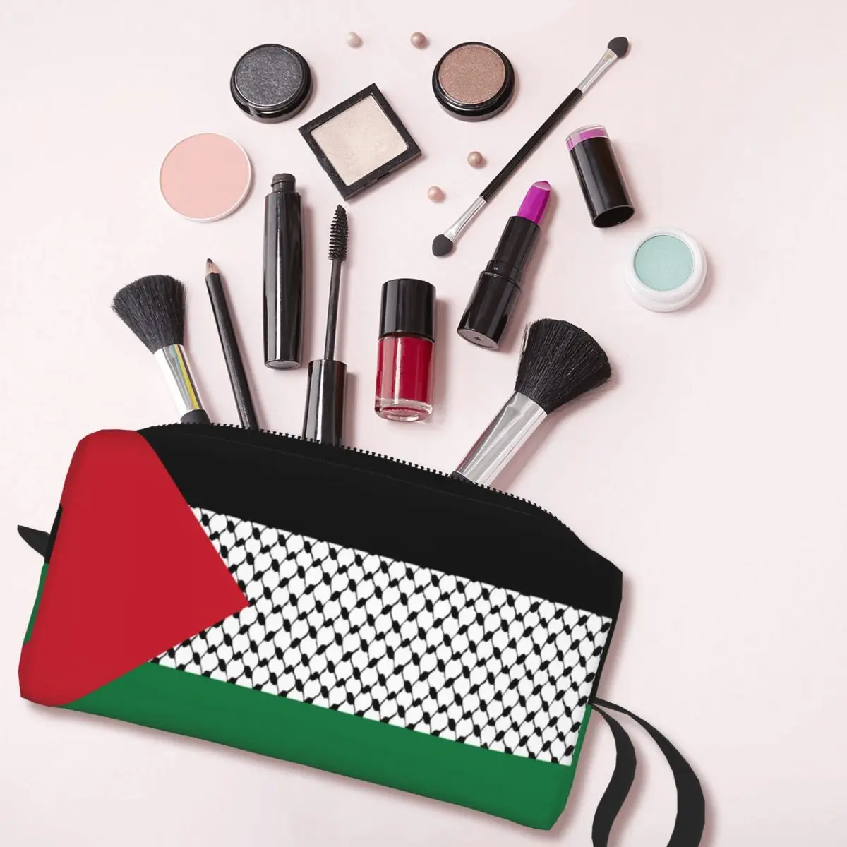 Palestine Flag Makeup Bags Palestinian Hatta Kufiya Keffiyeh Pattern Women Cosmetic Bag Trend Outdoor Pouch for Purse Storage